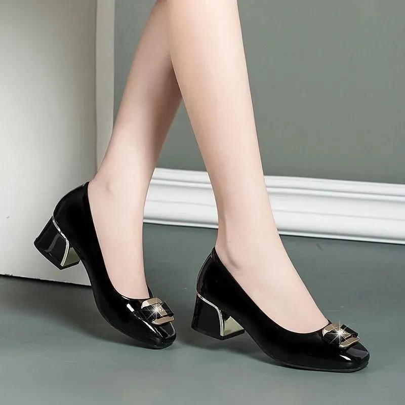 women fashion sweet comfort spring & summer slip on anti skid square heel shoes lady casual white leather shoes ab526