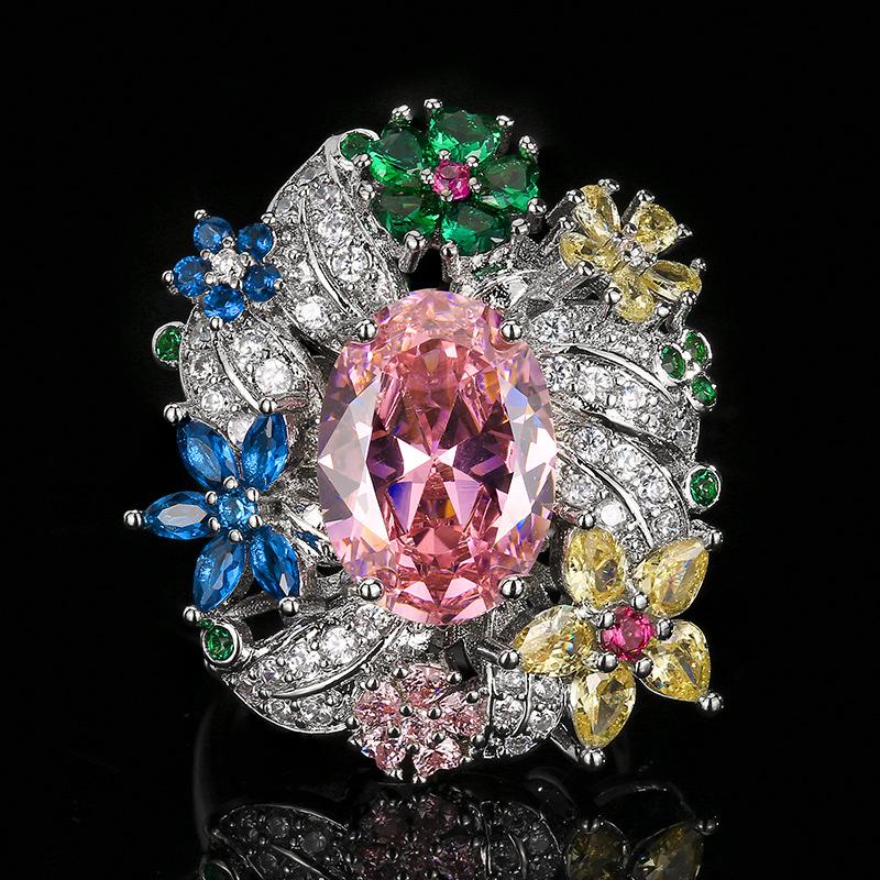 Jewelry Ring Jewelry Bright Peacock Emerald Open Ring High Fashion Light Luxury Retro