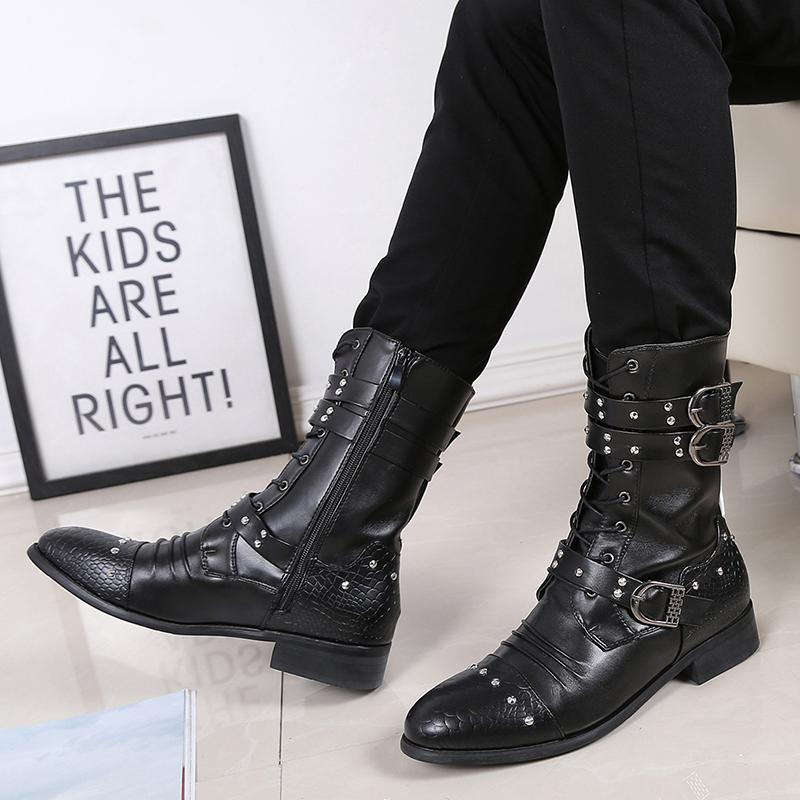 Модные мужские осенне-зимние ботинки дизайнерские туфли из натуральной кожи для вечеринок — фото 6