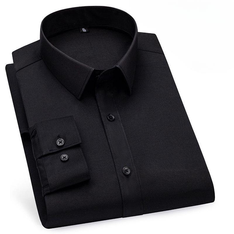 Men's Summer Mulberry Silk Shirt: Solid Color, Non-Iron Long-Sleeve, Anti-Wrinkle Style for Business Casual & Professional Wear