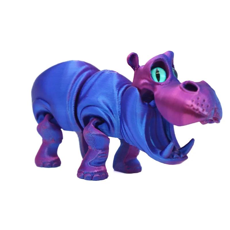 

3D Печать Фигурки Гиппопотама Многосуставное Подвижное Моделирование Животного для Домашних Аксессуаров Детский Подарок Украшение Гостиной