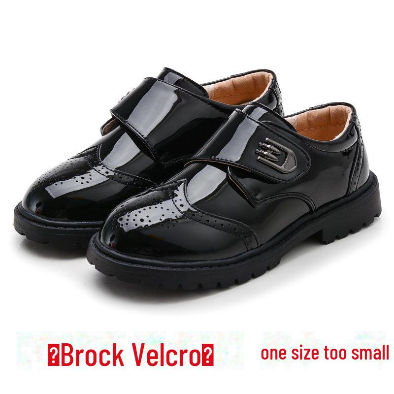 

Черные кожаные школьные туфли для мальчиков - мягкая подошва, цветочный узор, корейский стиль 32