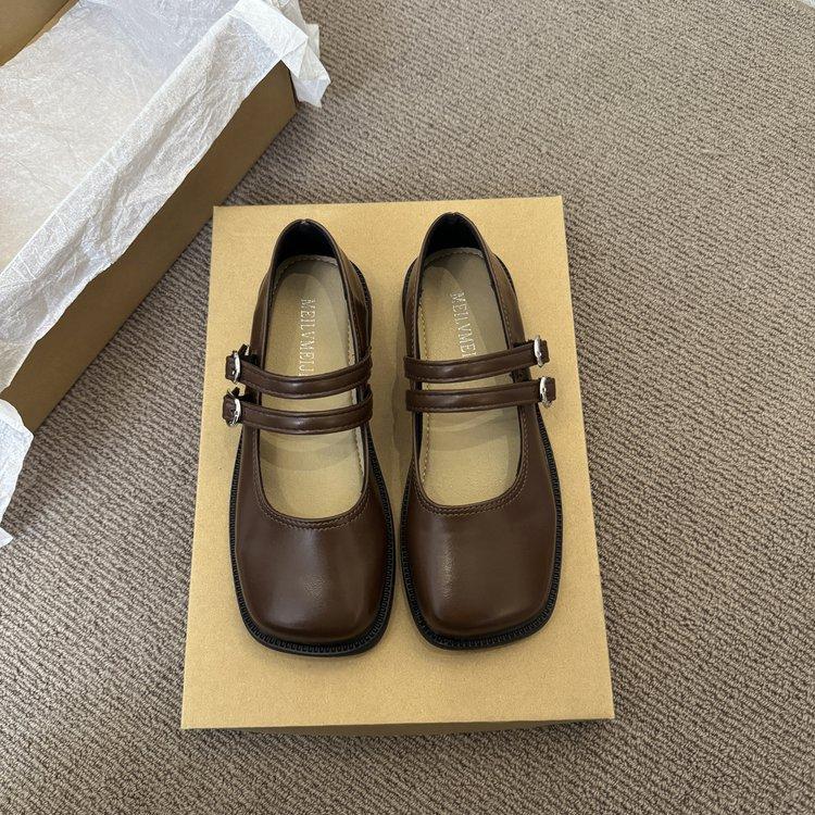 [Youshilai] College style shallow mouth one-word buckle belt single shoe women's 2025 spring new fashion casual one pedal