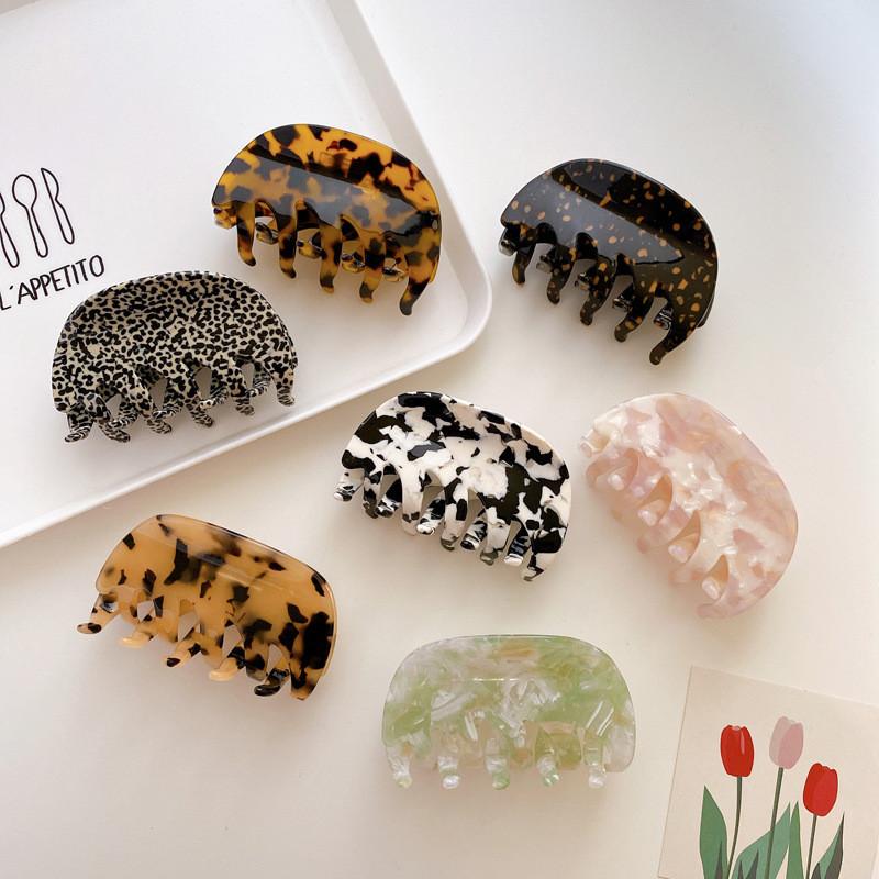 Fashionable 8cm Cow Print Acetate Hair Claw Clip For Women Elegant Accessory