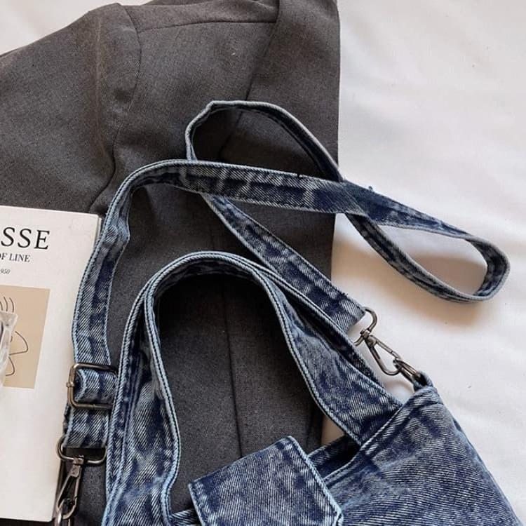 Vintage Washed Denim Mini Tote Bag Hand Bag