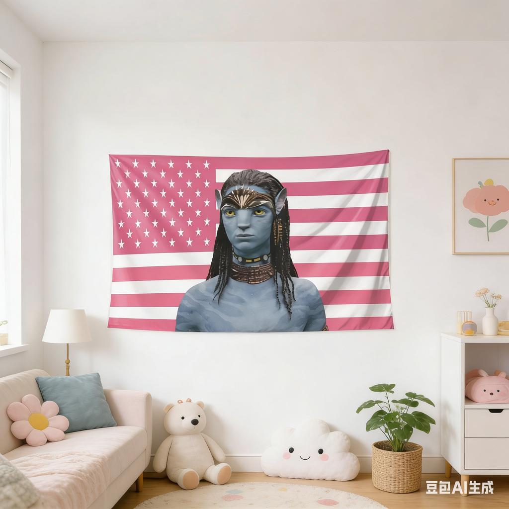 1 Stück Avatar Neytiri Rosa USA Flagge Wandteppich 2D Polyester Wandbehang für Schlafzimmer Wohnzimmer Ganzjahres Heimdeko