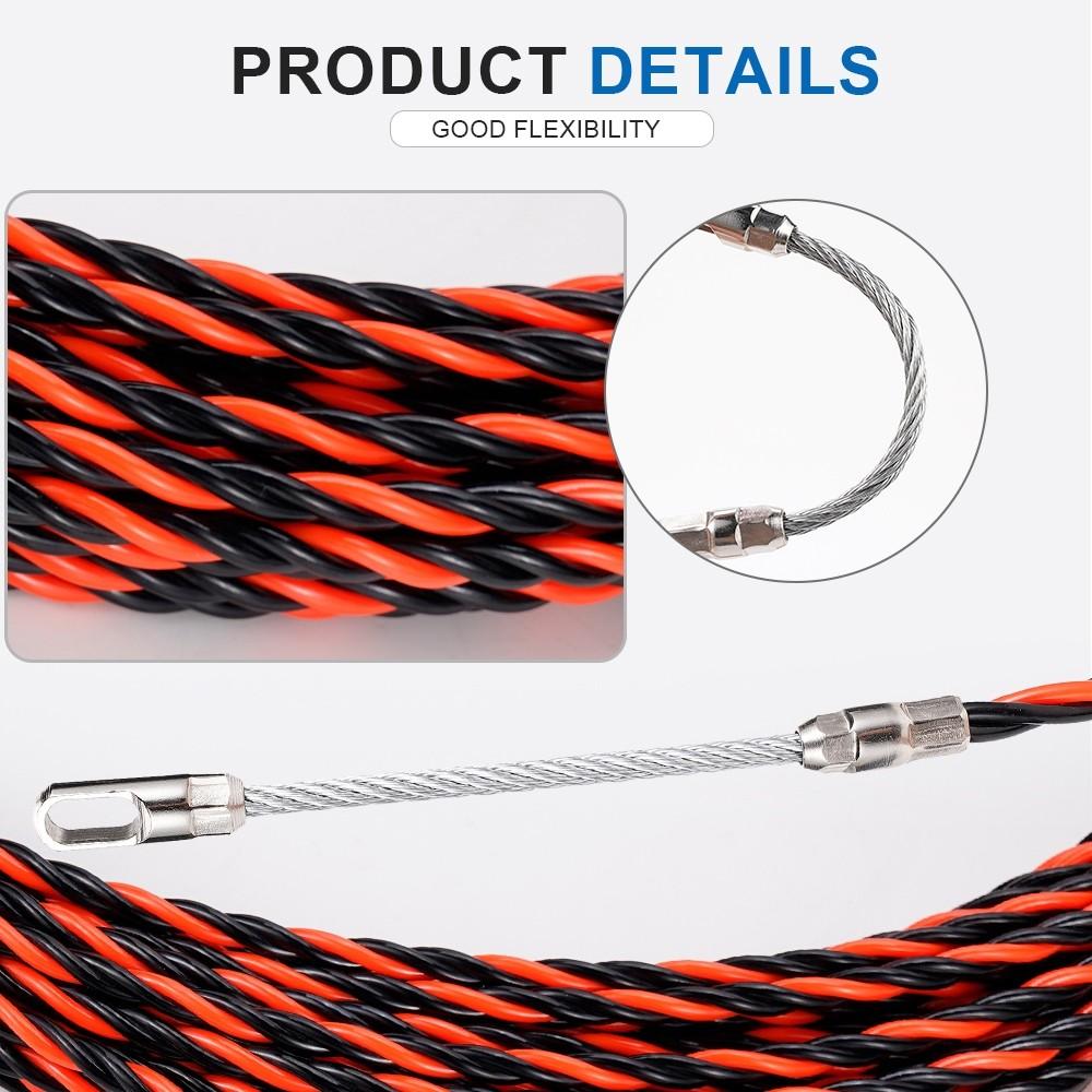 30/50M Cable Wire Puller Duct Snake Rodder Conduit Fish Tape Reel Cable Installation Tool Electrician Threading Device