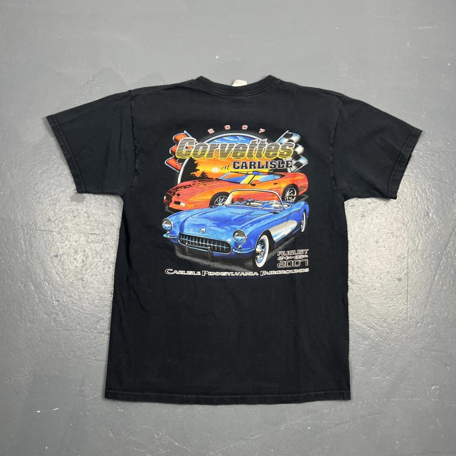 

2007 Corvettes At Carlisle Graphic Tshirt Dbl Sided Black Large Cars Retro XL