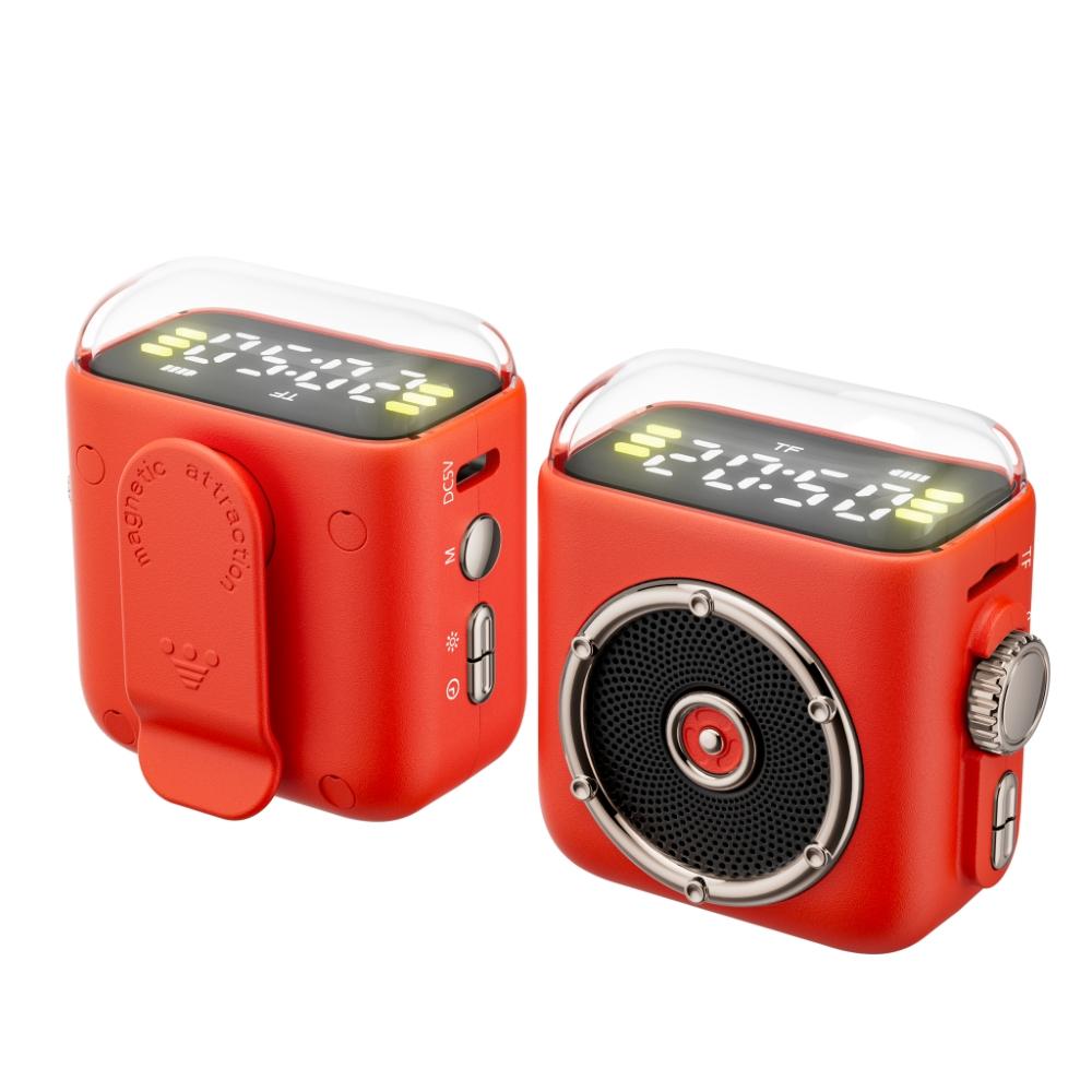 Mini Magnetic Backclip Bluetooth Speaker Time Display Hifi Sound Music Box Wireless Night Light MP3 Music Player Handsfree Call