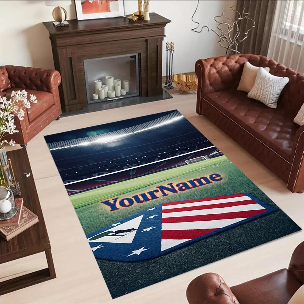 Atletico Madrid Customize Text Floor Rug Office Rug Suitable for Study room Kitchen Game Room Foyer Anti-slip Rug Office home decor Gift for Festivals