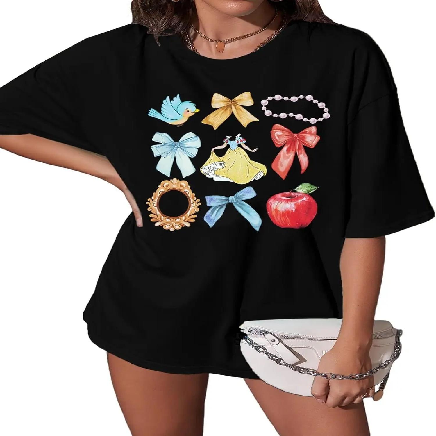 Princess Magical Oversized Tshirt Women Princess Bow Shirts Girls Trip Shirt Family Trip Short Sleeve Tee Tops XXXXL