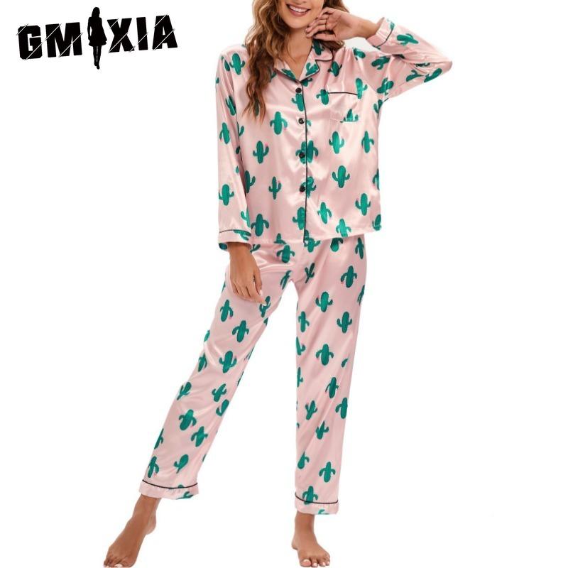 GMXIA Women's Homewear Cardigan Long Sleeve Autumn Fashion Casual Large Size Pajamas Set