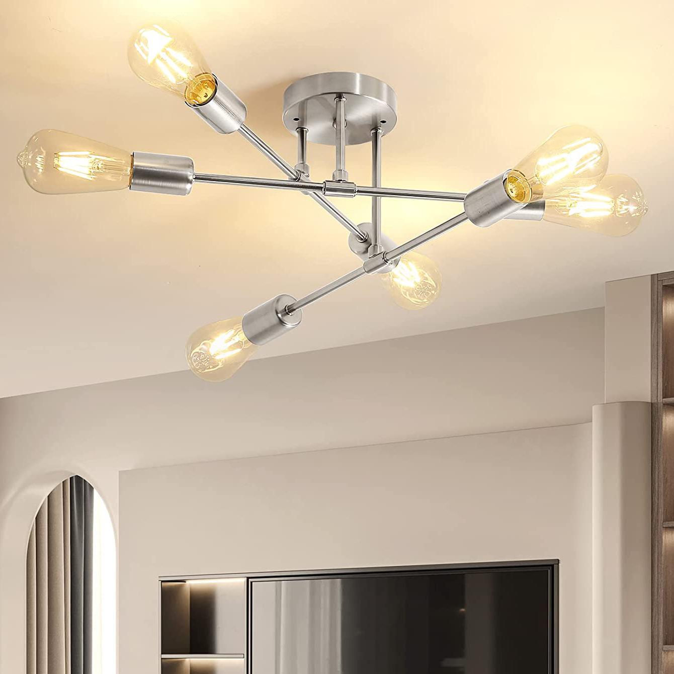 

Креативный и персонализированный потолочный светильник для спальни, кабинета, современных и простых светильников для комнаты и домашнего освещения без лампочки серебряный