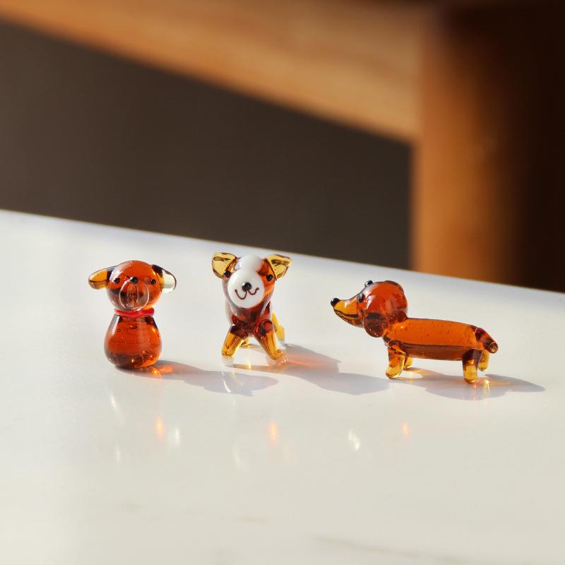 Teddy, Corgi, Shiba Inu, and Pomeranian Glass Animal Ornaments