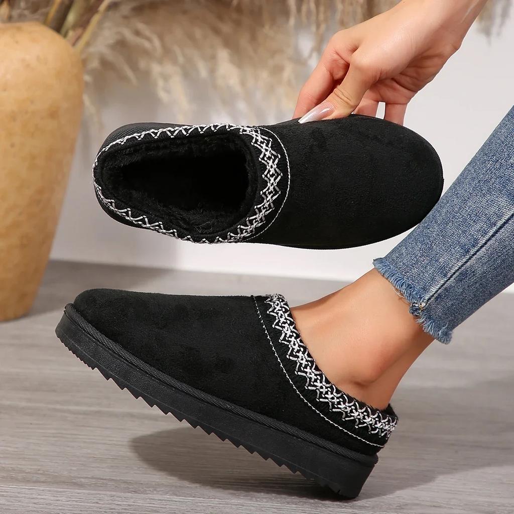New Women's Wool Slippers Warm Platform Wool Low-top Snow Boots Slippers Women's Outdoor Anti-Slip Boots Shoes for Women