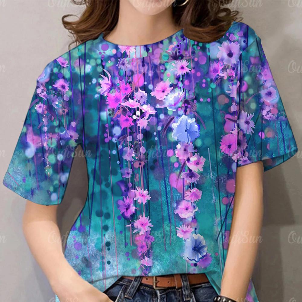 

Oil print women s T-shirt, Harajuku style women s T-shirt 5XL