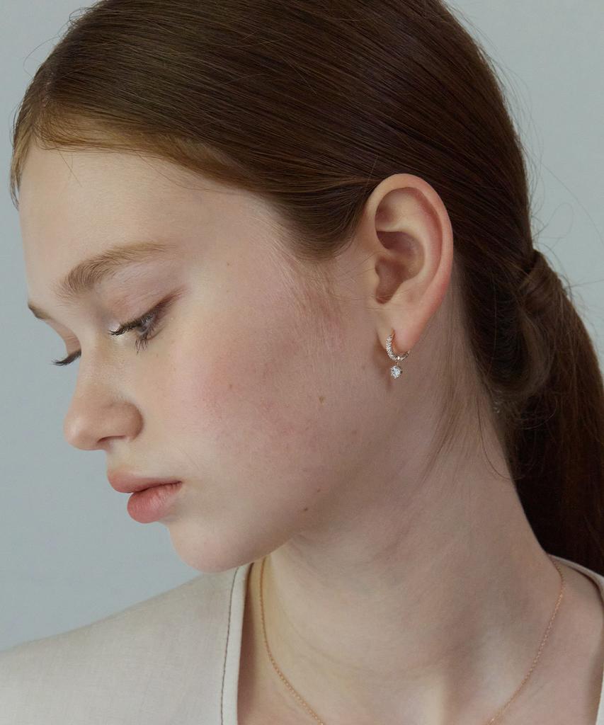 St.Scott London Shine Drop One-Touch Earrings Stj-Eb1735Wg