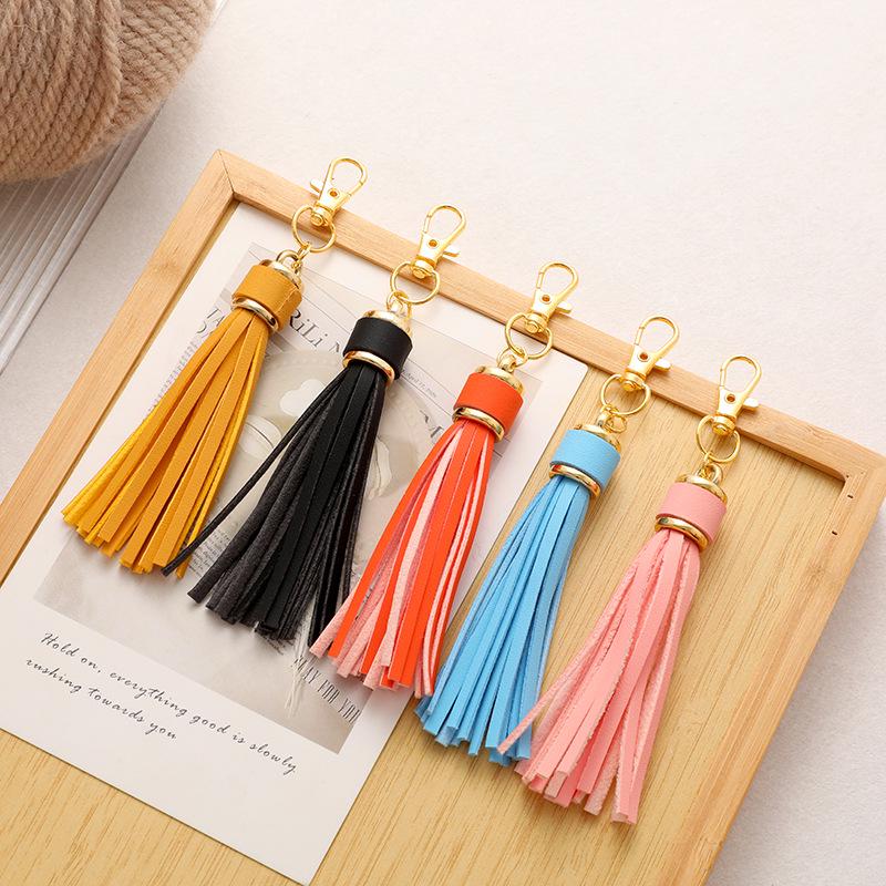 Cross Leather Tassel Keychain & Silicone Bracelet Pendant