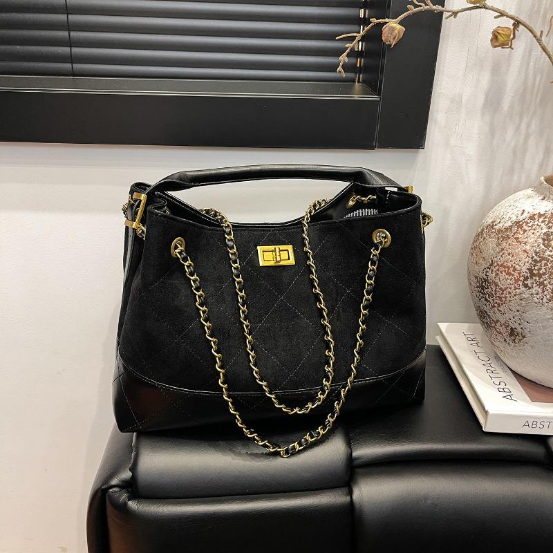 

Сумка женская новая контрастного цвета ретро цепочка на одно плечо подмышечная сумка портативная кроссбоди сумка через плечо тренд чёрный