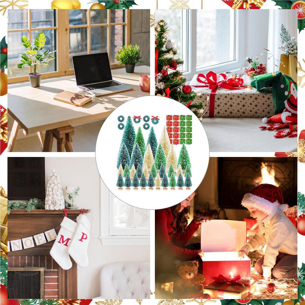 Mini Christmas Tree Small Artificial Christmas Tree Set Artificial Decorative Centerpiece Holiday Decoration For Bedroom Living
