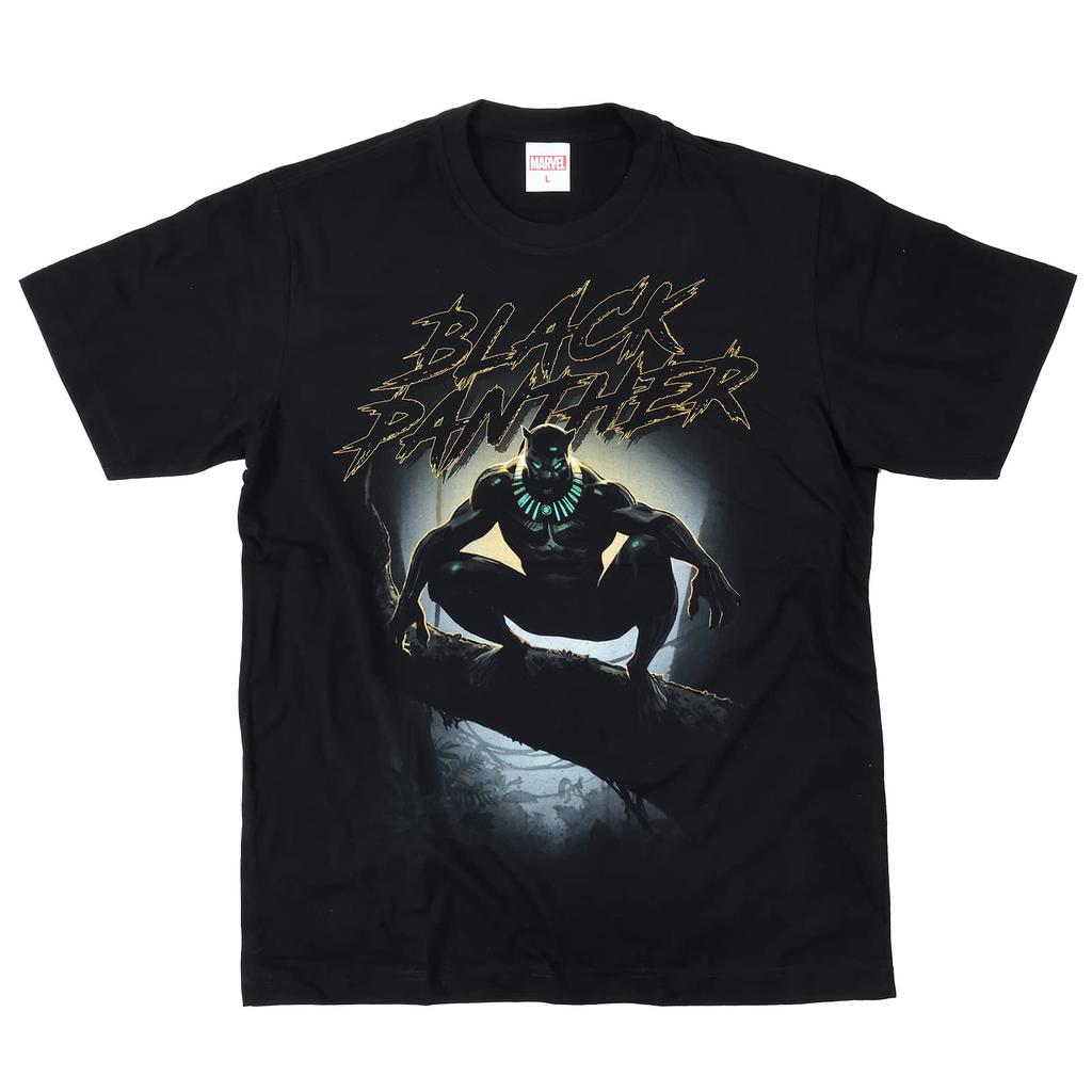 EVERSOUL Marvel T-Shirt, Short Sleeve, Black Panther, Avengers, Iron Man, Venom, Hulk, Movie Gift, Men's, Black, XL [Parallel Import]