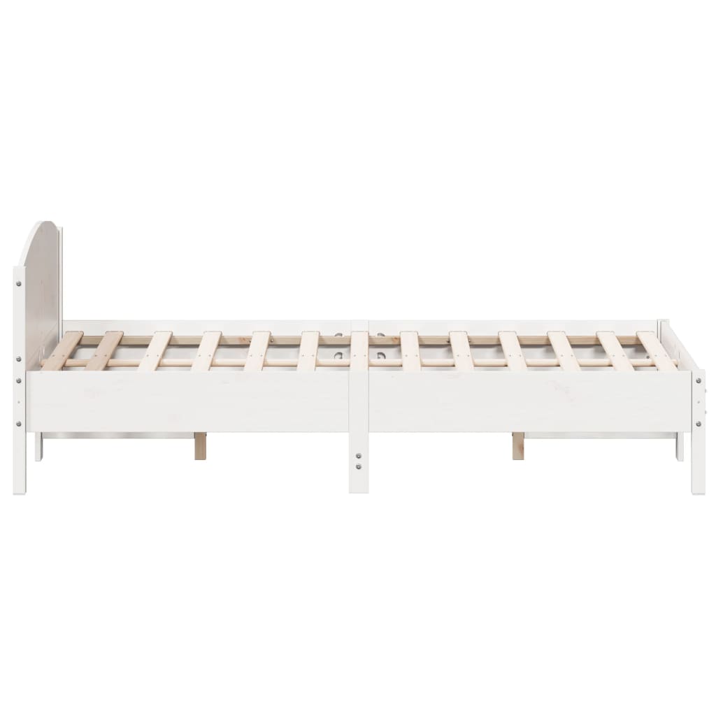 Vidaxl Bed Frame Without Mattress, White, 160X200 Cm, Solid Pine Wood