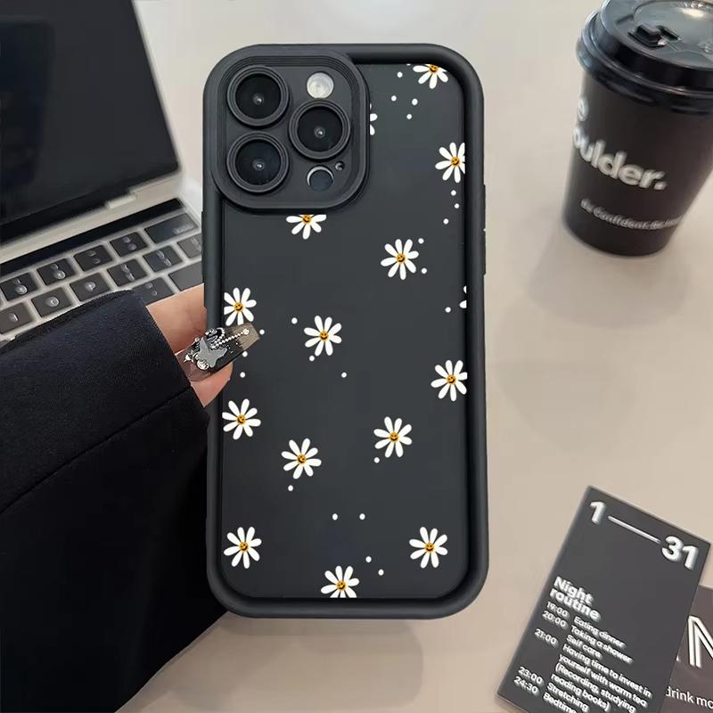 Daisy Flower Silicone Phone Case For iPhone 17 Air 16 e 15 14 13 12 11 Pro Max Plus Mini SE Shockproof Candy Soft Bumper Cover