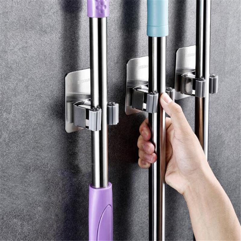 Buy Storage Rack Broom Holder Kitchen Organizer Wall Mop Holder Magic ...