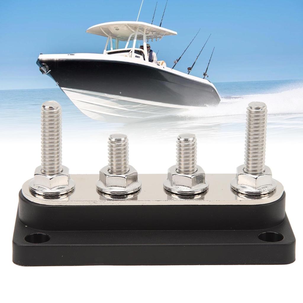 4 Studs Power Distribution Block 12‑48V 150A Brass Nickel Plated for Cars Trucks RVs Marine Boats