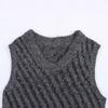Spring 2025 Women's European V-neck Striped Lurex Knit Sleeveless Vest