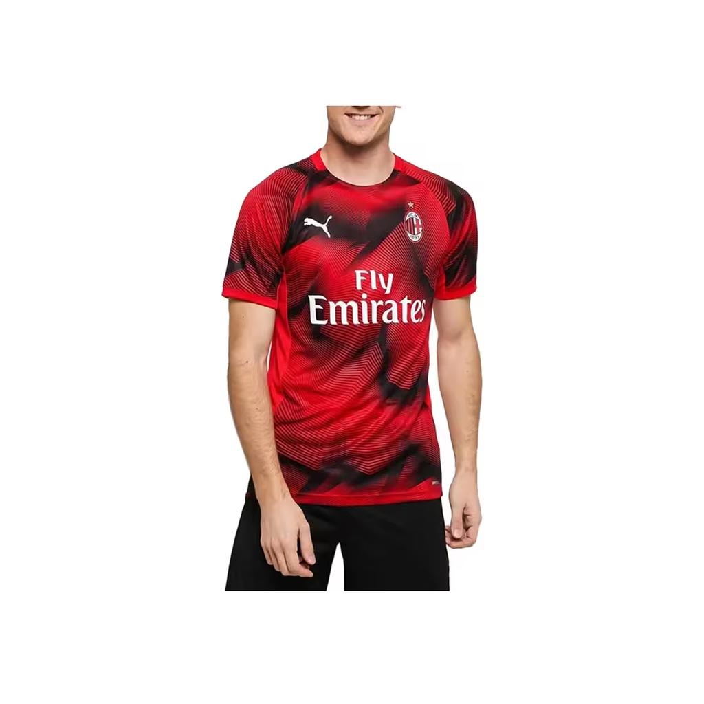 Puma Ac Milan Sport Printed Letter Crew Neck Short Sleeve T-Shirt Men Tops Orange Black 754866-02