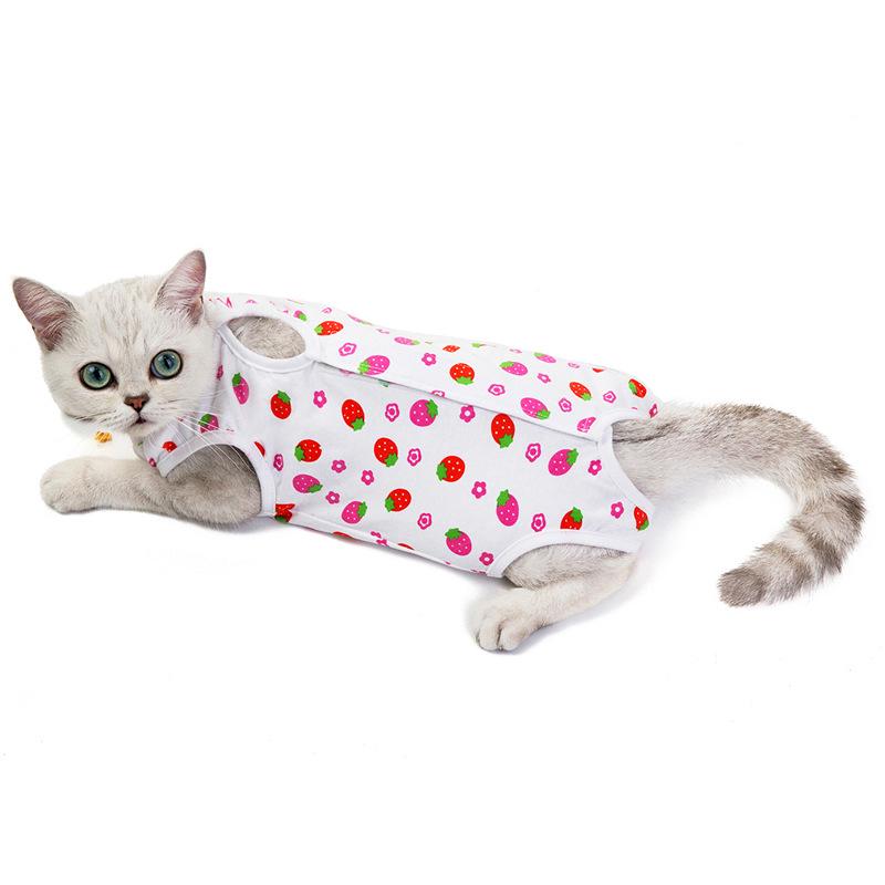 Cat Surgery & Weaning Suit: Anti-Lick Spay/Postpartum Wear for Spring & Summer, Four-Legged Design.