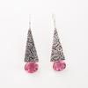 Natural Pink Tourmaline Gemstone 925 Solid Silver Jewelry Handmade Earrings 1.9" EE-165-3