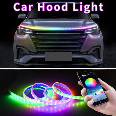 LED Daytime Running Light Universal Car Front Hood Decorative Lights DRL With Start Scan Dynamic Stream Auto Headlight Strip