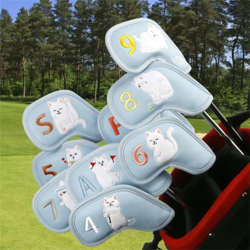 Cats Pattern Golf Iron Head Cover PU Leather Golf Club Covers Golf Head Protector  Golf Supplies