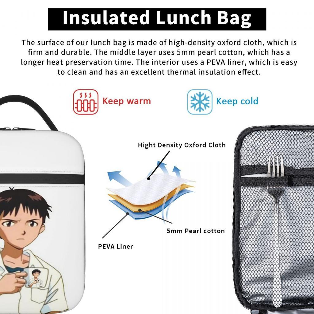 Cup Of Shinji Insulated Lunch Bag for Women Children Portable Food Boxes Thermal Lunch Box Tote