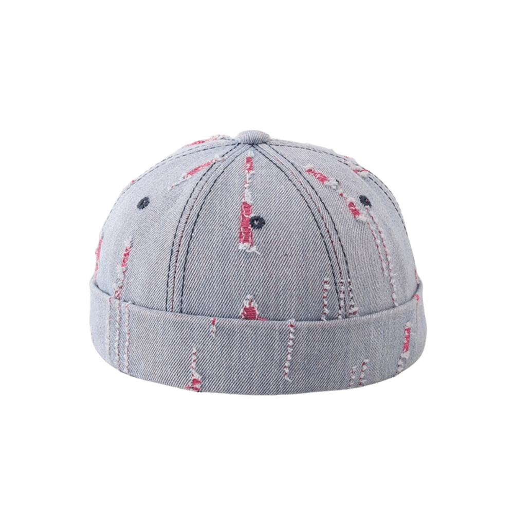 Frayed Edges Denim Docker Cap Cotton Polyester Blend Distressed Denim Hat Men Women