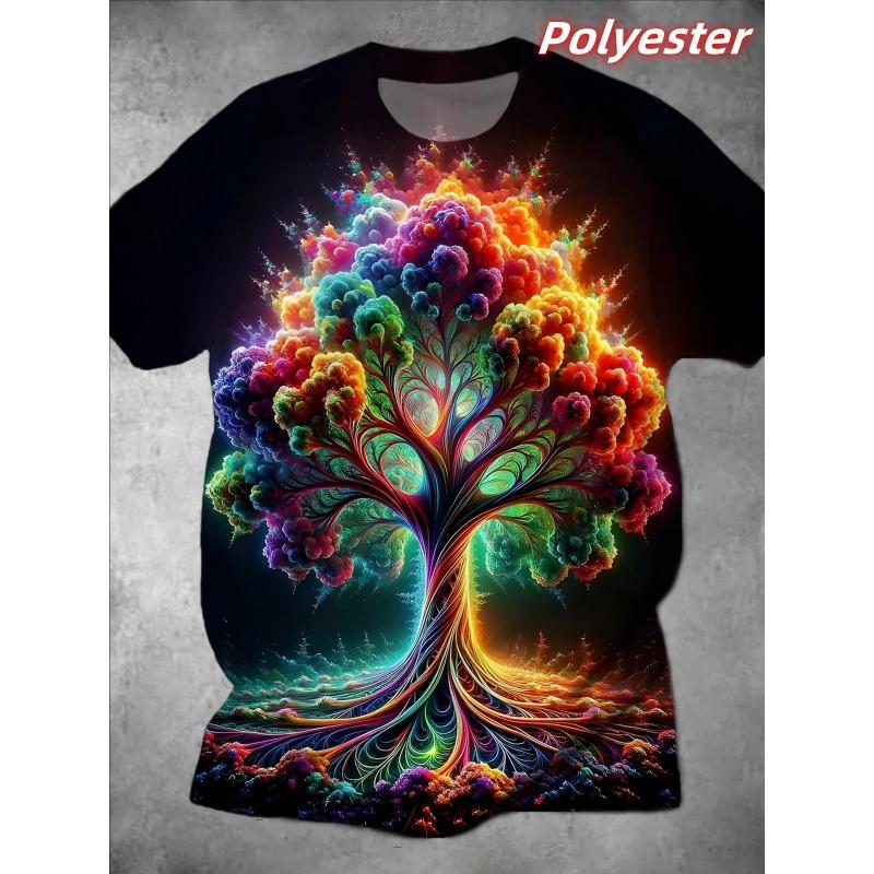 T-shirt Cool à Motif Dessin Animé Coloré Pour Hommes Horloge Magicien Impression 3D Manches Courtes T-shirts d'Été Street Style Amples T-shirts à Col Rond