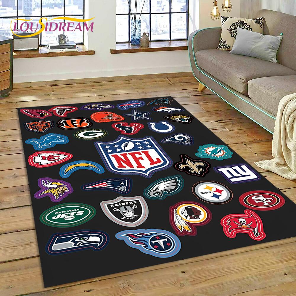 American Football N-NFL Zeichen Rugby Gamer Teppich für Wohnzimmer Schlafzimmer Dekoration, Bodenteppich rutschfeste Dekoration für Sofa Fußmatte