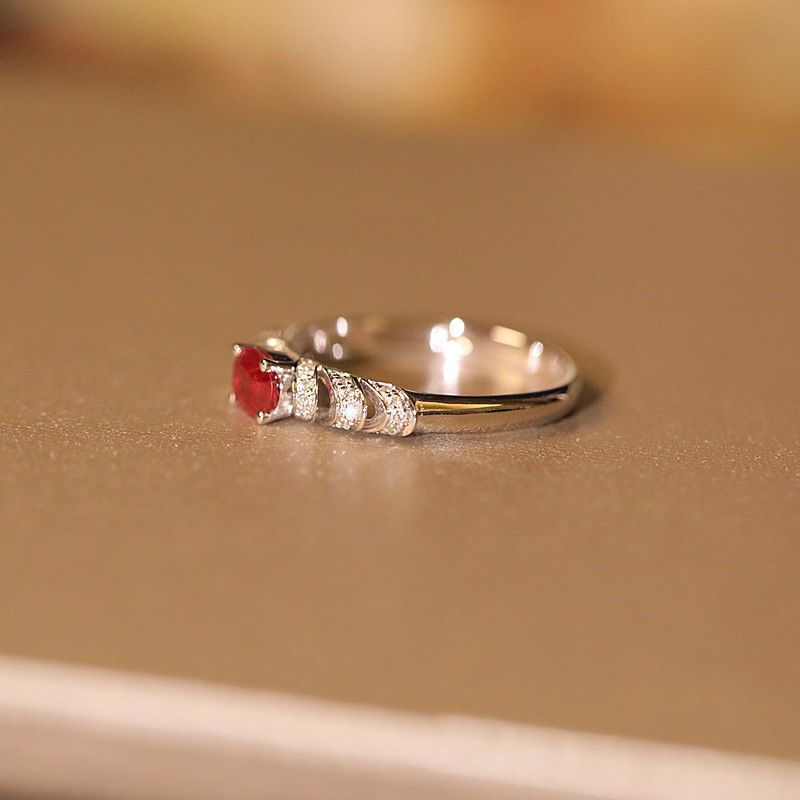 Imitation Ring Women'S Exquisite And Small Red Stone Design Sense Of Living Mouth Adjustable Ring