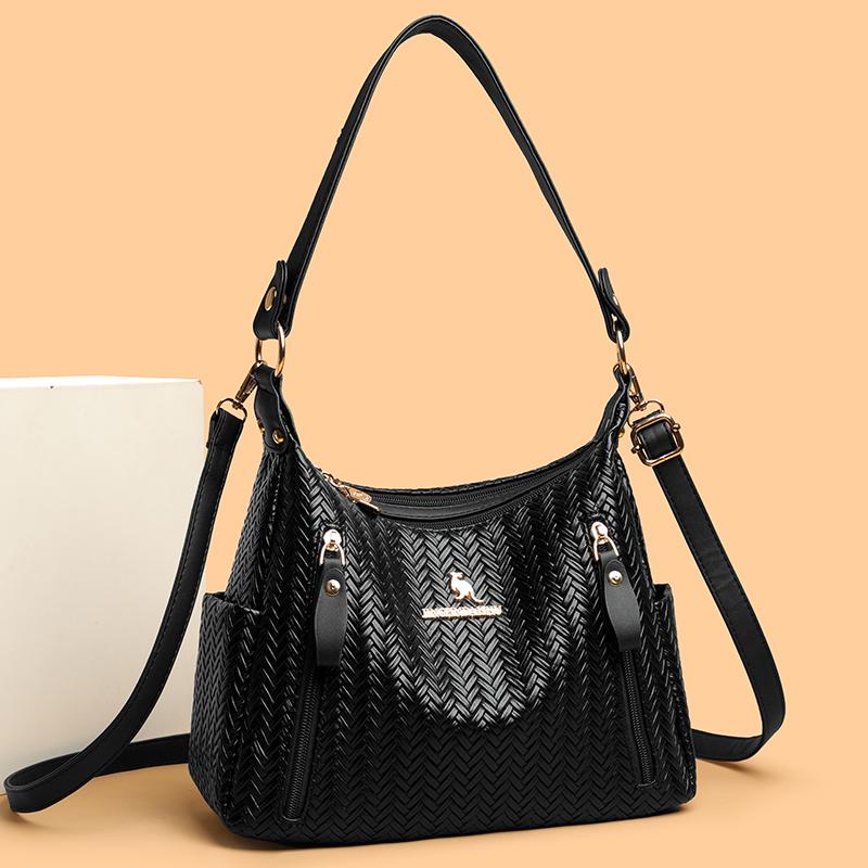 Große Umhängetasche PU Crossbody Tasche Mehrschichtige Tasche Muttertasche