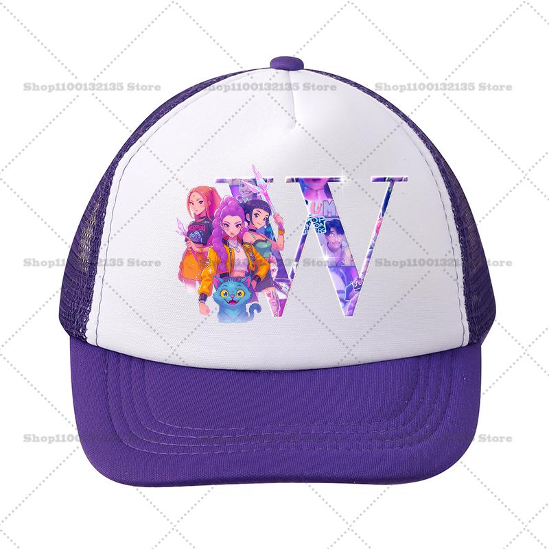 Kpop Demon Hunters Girl Baseball Cap Kawaii Sun Hat Parent Child Couple Casual Outdoor Hats Peaked Birthday Gift 26letters Round Sensory Compression