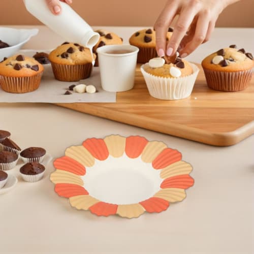 NOLITOY 50 Pieces Floral Paper Plates, Party Paper Plates, Deep Plates, Snack Plates, Dividers, Disposable Party Tableware, Paper Party Plates, BBQ Di