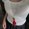Natural Minimalist Design Zebra Tassel Long Pendant Necklaces For Women  Versatile Adjustable Sweater Chain Jewelry