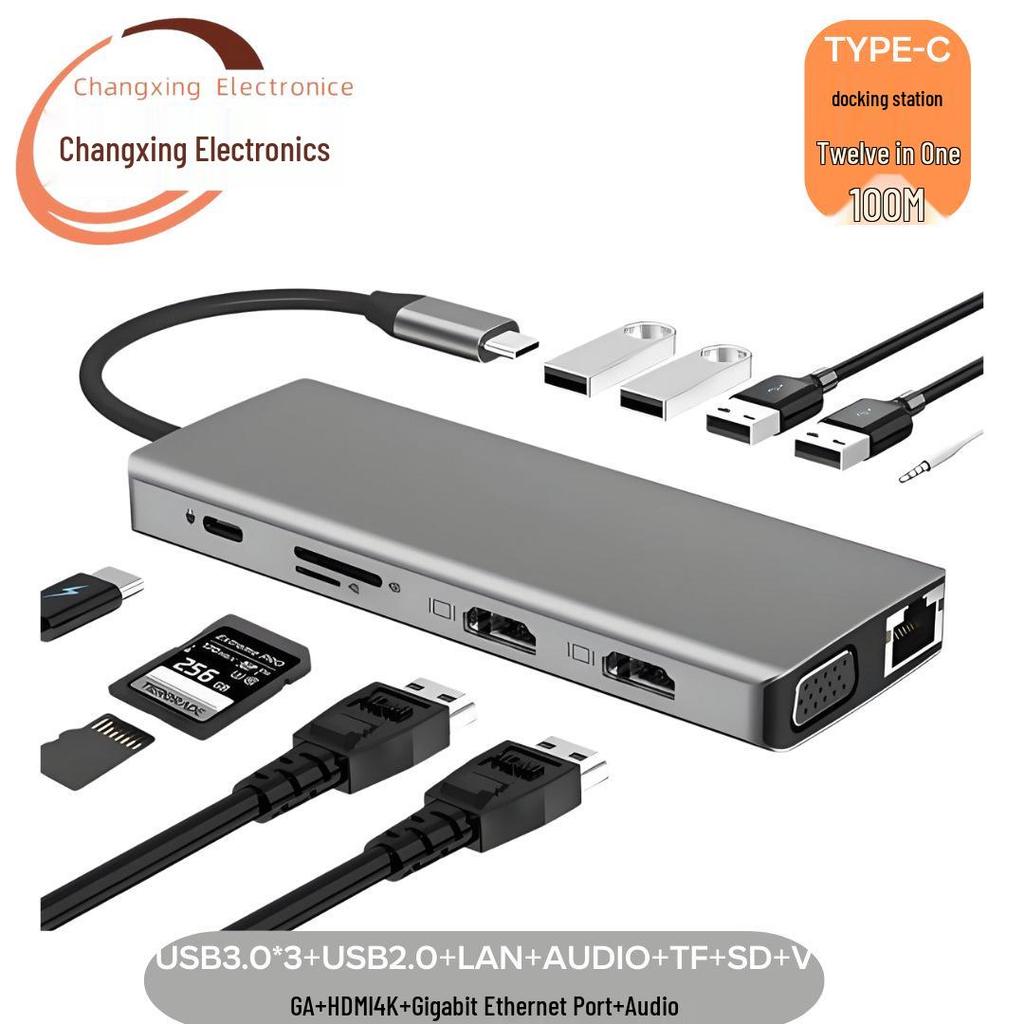 8-in-1 Type-C Hub: Multifunctional Card Reader & USB Network Expansion Dock