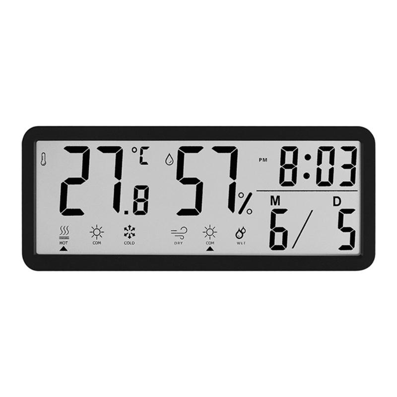 

LCD Display Electronic Clock with Date Temperature Humidities Display for Home Office Aesthetic Wall Hanging Table Clock чорний