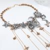 Exaggerated Multi-Layered Tassel Pendant Necklace With Moon Star Sun And Full Diamond Design For Women In Boho Style