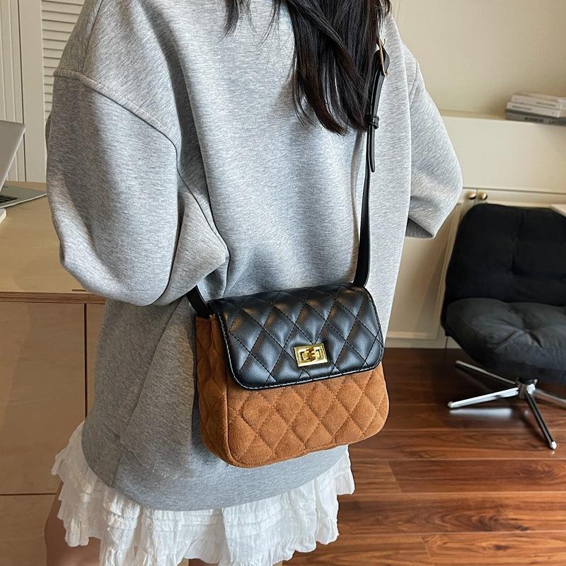 Popular retro small square bag women's new diamond embroidery thread shoulder bag niche messenger bag