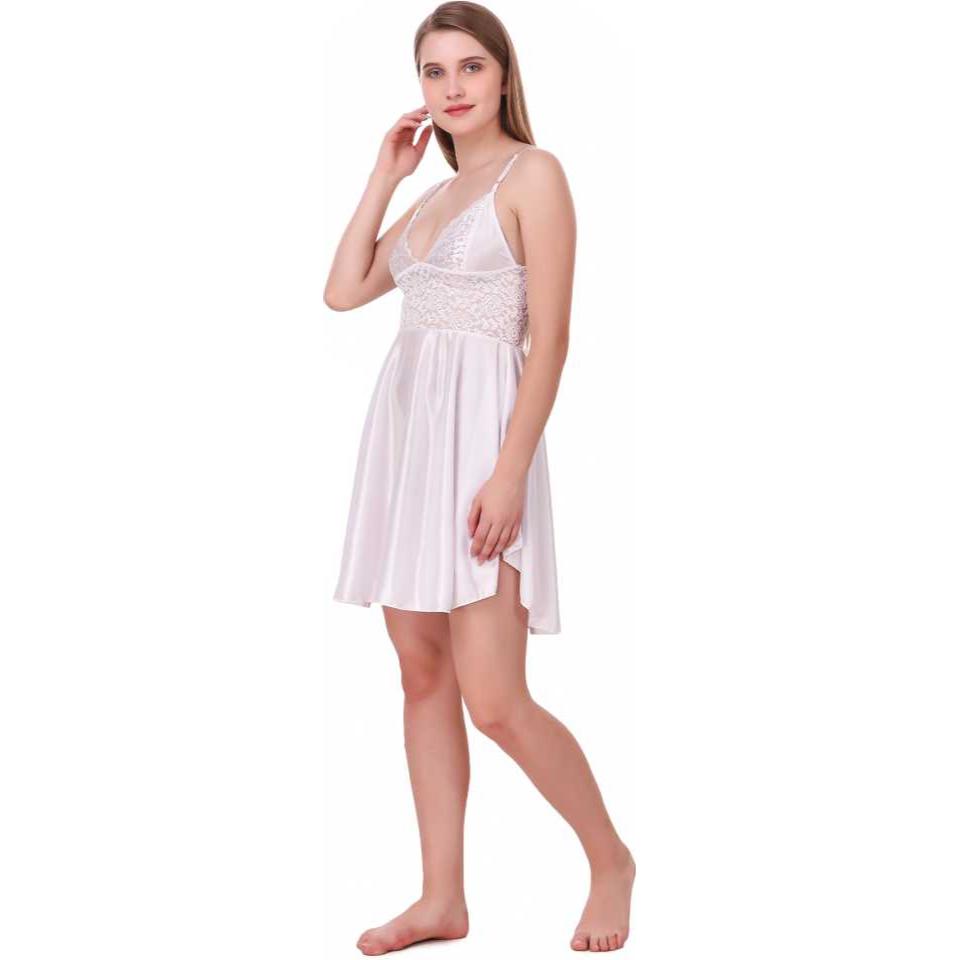 Ladysta Camicia da Notte Babydoll da Donna in Raso Tinta Unita Taglia Unica (S  M L)