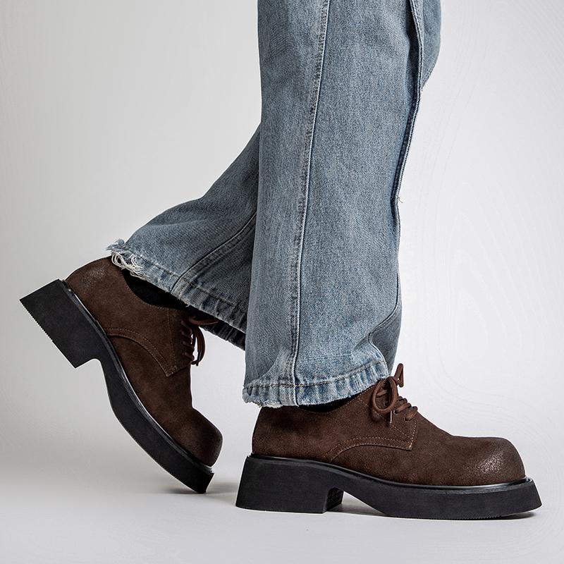Thick Soled Men's Shoes Trendy Minimalist Style Youth Outdoor Leisure Party Daily Office High Quality Height Increasing Shoes